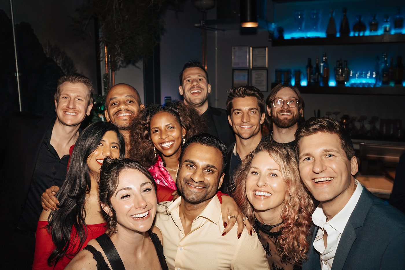 A big group of friends gathered at the gala
